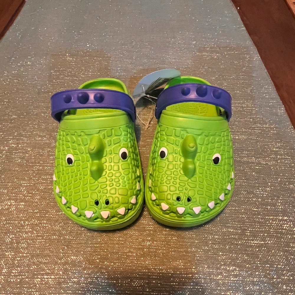 Kids Sunwear Green Dinosaur Clog Sandals Toddler Size 1 Slip On Back Strap New